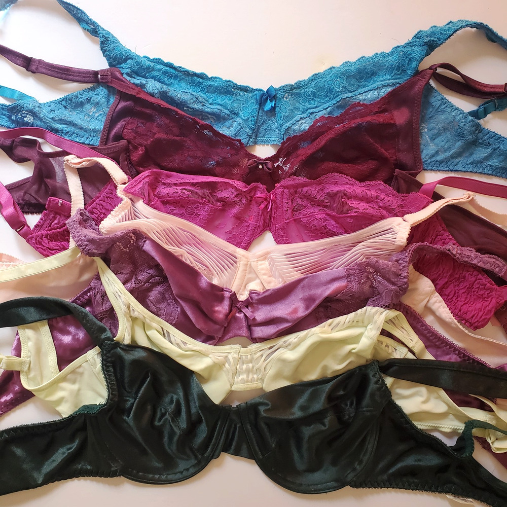 Vintage Bra Lot 7 Lily Of France Union Bonita Warner Cacique 34C Satin Lace Wire